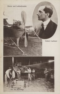 Der französische Flieger Hubert Latham und sein Flugzeug von Photographer German