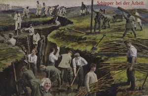 Deutsche Infanterie gräbt Schützengräben, Erster Weltkrieg von Photographer German