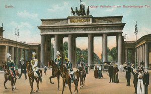 Kaiser Wilhelm II von Deutschland am Brandenburger Tor, Berlin (farbiges Foto) von Photographer German
