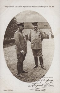 Kaiser Wilhelm II. mit Feldmarschall Paul von Hindenburg, Kommandant der deutschen Armee, Posen, Erster Weltkrieg von Photographer German