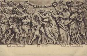 Die Heimkehr, Relief am Nationaldenkmal, Denkmal zur Erinnerung an die Vereinigung Deutschlands, Rüdesheim am Rhein, Hessen von Photographer German
