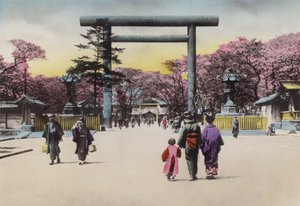 Japan, ca. 1912: Das enorme bronzene Torii für Shokonsha oder Geisterbeschwörungs-Schrein für gefallene Soldaten in nationalen Konflikten, Tokio von Photographer Japanese