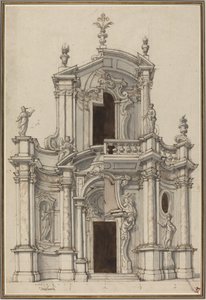 Aufriss für eine Kirchenfassade, mit Alternativen