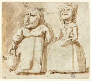 Karikaturen von zwei Frauen (recto); Betender Judas (verso)