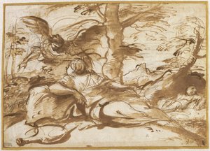 Der Engel erscheint Hagar in der Wüste von Pier Francesco Mola