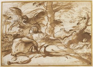 Der Engel erscheint Hagar in der Wüste (recto), um 1660