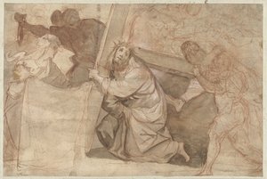 Christus fällt unter dem Kreuz von Pier Francesco Morazzone (circle of)