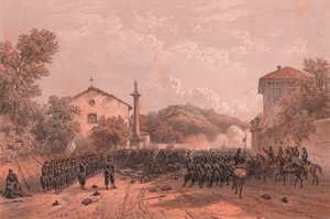 Verteidigung von Varese durch Garibaldis Truppen von Blaise Nicolas Le Sueur
