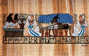 Ägyptischer Papyrus, der eine Einbalsamierungszeremonie darstellt von Blaise Nicolas Le Sueur