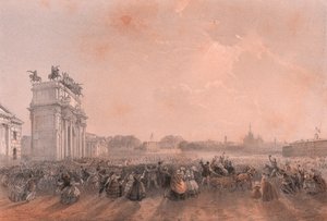 Einzug von Vittorio Emanuele II. und Napoleon II. in Mailand, Lombardei von Blaise Nicolas Le Sueur