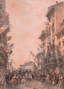 Einzug von König Vittorio Emanuele II. in Brescia, Lombardei von Blaise Nicolas Le Sueur