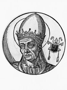 Porträt von Benedikt I. (Benedictus Bonosus, gestorben 579), 62. Papst der katholischen Kirche ab 575, Kupferstich von Blaise Nicolas Le Sueur