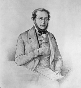 Porträt von Pierre-Joseph Proudhon (1809-1865), französischer Politiker, Philosoph und Anarchist, Zeichnung von Colletti von Blaise Nicolas Le Sueur