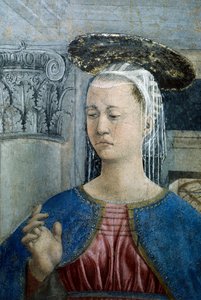 Detail aus der Legende vom Wahren Kreuz: Verkündigung von Piero della Francesca