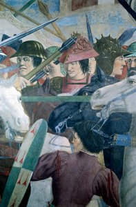Detail aus Die Legende vom Wahren Kreuz, zeigt die Schlacht von Heraklius I. von Byzanz gegen Chosroes II. (Detail)