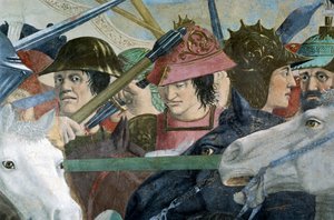Detail aus Die Legende vom Wahren Kreuz, zeigt die Schlacht von Heraklius I. von Byzanz gegen Chosroes II. von Piero della Francesca