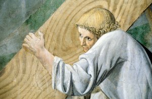 Detail aus Die Legende vom Wahren Kreuz, zeigt den Transport des Heiligen Holzes (Detail) von Piero della Francesca