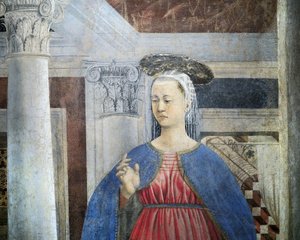 Detail aus der Legende vom Wahren Kreuz: Verkündigung von Piero della Francesca