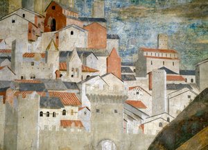 Die Königin von Saba verehrt die Brücke aus dem Holz des Wahren Kreuzes (Detail)
