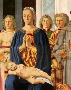 Madonna mit Kind, umgeben von Engeln, Detail des Brera-Altarbildes