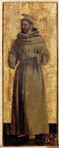 Polyptychon der Barmherzigkeit: die Jungfrau der Barmherzigkeit, umgeben von Heiligen. Detail, das den heiligen Franziskus von Assisi darstellt. Gemälde auf Holz von Piero della Francesca (1415/20-1492) 1445-1460 Sansepolcro, Pinacoteca Comunale