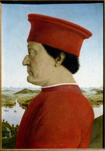 Porträts von Federico de Montefeltro, Herzog von Urbino und Battista Sforza (Detail von Federico da Montefeltro)