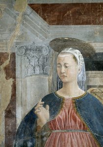 Die Legende vom Wahren Kreuz, die Verkündigung (Detail) von Piero della Francesca