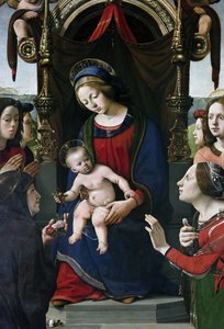 Jungfrau und Kind auf dem Thron, umgeben von Heiligen (Detail) von Piero di Cosimo