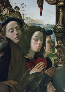 Jungfrau und Kind auf dem Thron, umgeben von Heiligen, (Detail) (circa 1493)