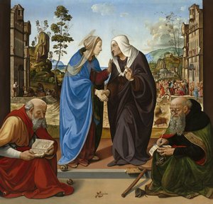 Heimsuchung mit St. Nikolaus und St. Antonius Abt, ca. 1490