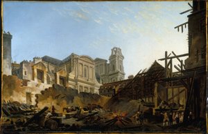 Die Messe Saint-Germain nach dem Brand in der Nacht vom 16. auf den 17. März 1762, um 1762 von Pierre Antoine Demachy