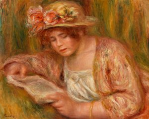 Andrée mit Hut, lesend von Pierre-Auguste Renoir