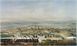 Ansicht der Creusot- und Chateau de la Verrerie-Werkstätten, Lithographie nach Aquarell von Pierre Tremaux (1818-1895) von Pierre (after) Tremaux