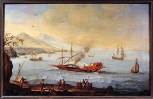Eine Galeere im Hafen von Marseille