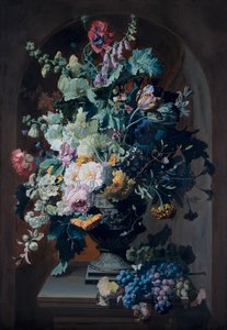 Blumenvase mit Mimosen und Blumenvase mit Traubenbündel (Paar) von Pierre Adrien Chabal Dussurgey