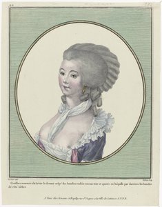 Gallerie des Modes et Costumes Français, 1781, Coeffure nommée à la Levit von Pierre Adrien Le Beau