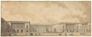 Erstes Wiederaufbauprojekt des Schlosses von Versailles, König Ludwig XVI. präsentiert, ca. 1785 von Pierre Adrien Paris
