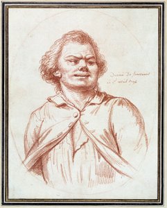 Französische Revolution: Porträt von Georges Jacques Danton (1759-1794) auf dem Weg zur Hinrichtung. Zeichnung in Rötel, zugeschrieben Pierre Wille