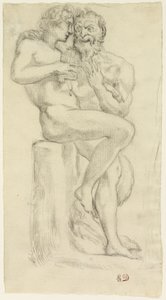 Studie einer nackten Figur und eines Fauns von Pierre Andrieu