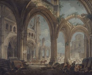 Abriss der Kirche Saint-Jean-en-Greve, ca. 1800 (Öl auf Leinwand)