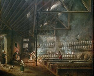 Innenraum einer Töpferwerkstatt (oder Glasbläser) (Detail) von Pierre Antoine Demachy