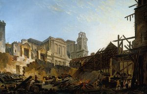 Die Foire Saint-Germain nach dem Brand in der Nacht vom 16. auf den 17. März 1762, 1762 von Pierre Antoine Demachy