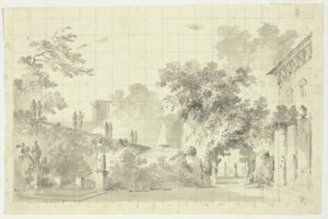 Blick auf den Park von Versailles: Statuen und ein Brunnen
