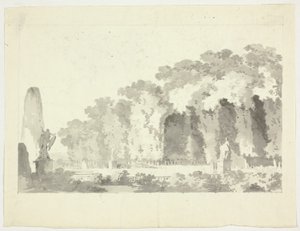 Blick auf den Park von Versailles: Bäume und Statuen