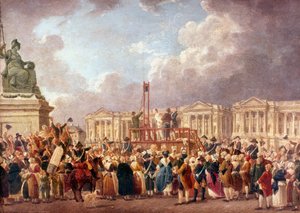 Hinrichtung durch die Guillotine in Paris während der Französischen Revolution, 1790er 1793-1807 von Pierre Antoine de Machy