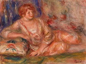 Andrée in Rosa, liegend von Pierre Auguste Renoir