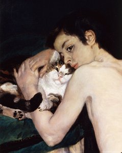 Junge mit einer Katze, von Pierre-Auguste Renoir von Pierre Auguste Renoir