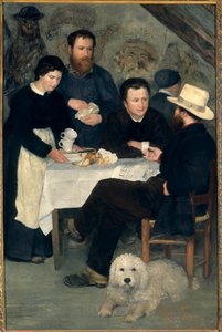 Bei Mutter Antony in Marlotte: Claude Monet, Alfred Sisley und Charles Le Coeur am Tisch mit Mutter Anthony von Pierre Auguste Renoir