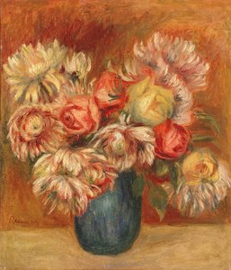 Chrysanthemen in einer grünen Vase von Pierre Auguste Renoir