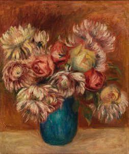 Blumen in einer grünen Vase